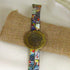 Multi-colored Leather Ribbon Choker Necklace with Antique Gold Accent