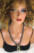 Terracotta Black Beaded Necklace Brass Pendant