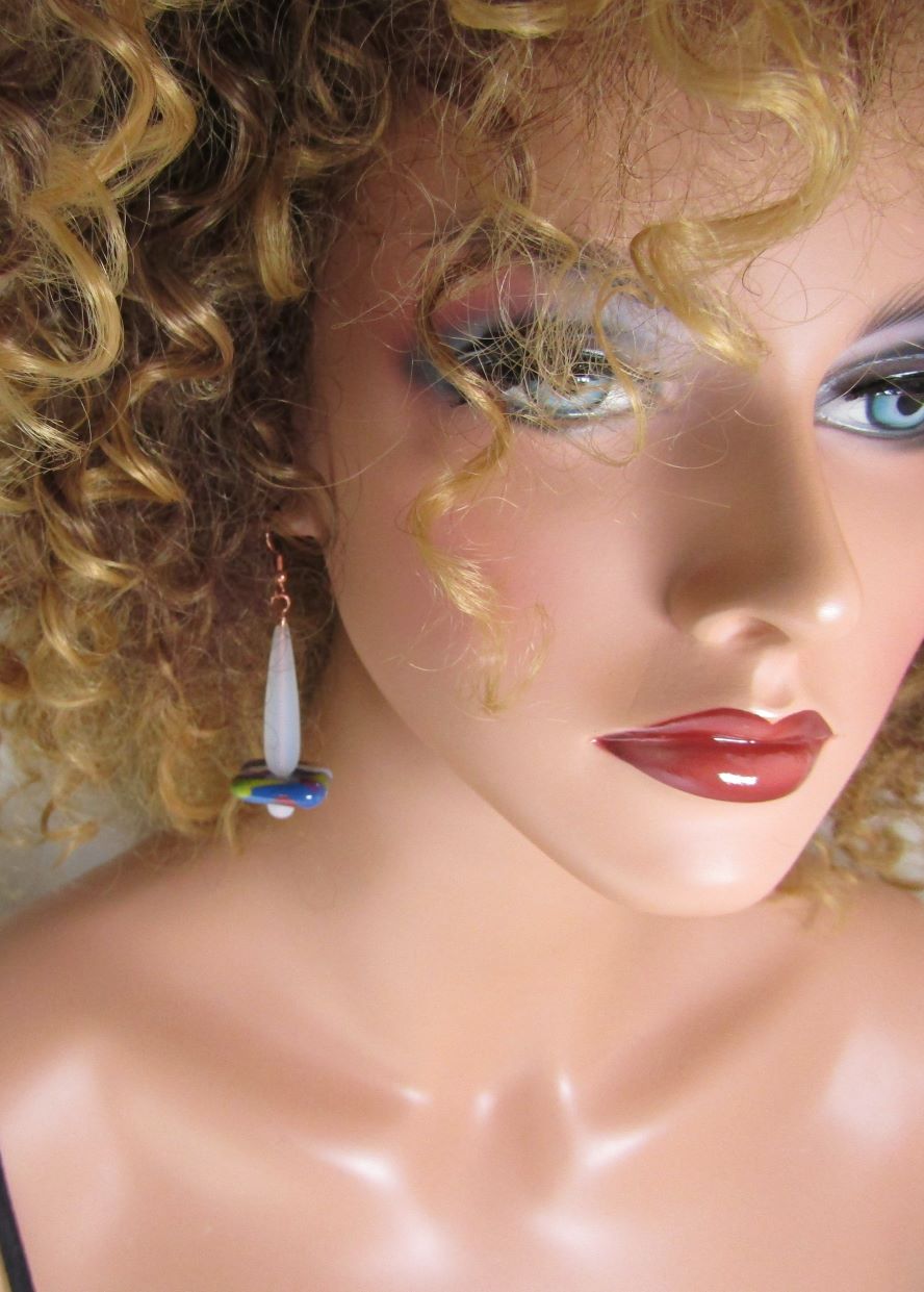 Frosted Sea Glass teardrop earrings