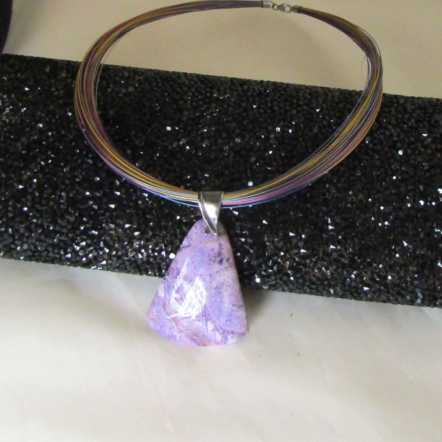 Purple Agate Pendant Necklace
