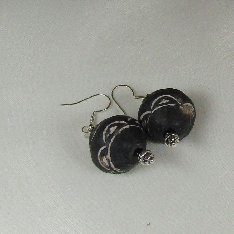 Tribal Designer Bi-cone Earrings Black