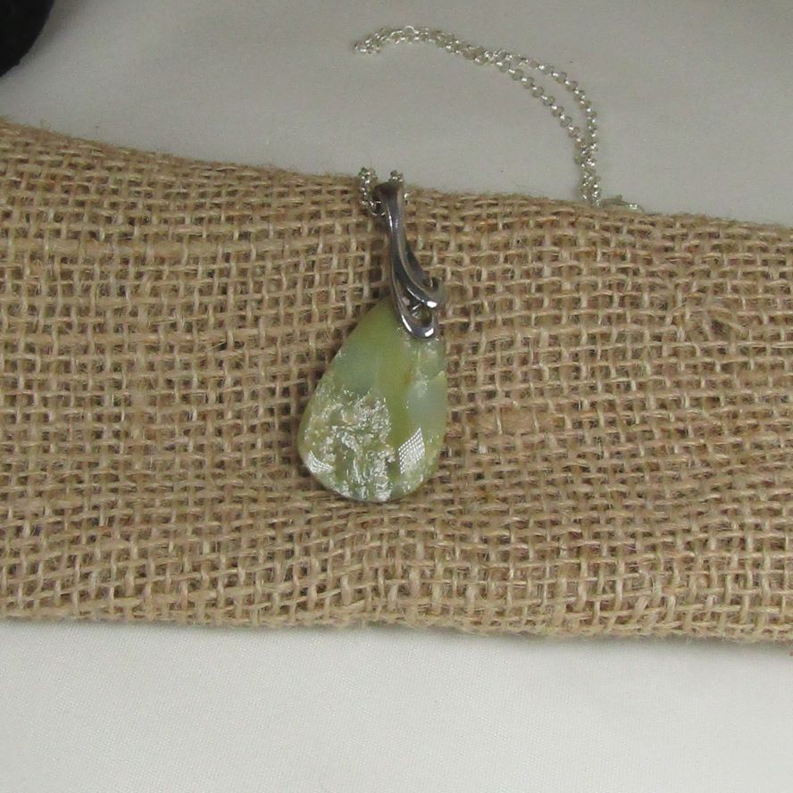 Pendant Necklace - Designer Cut Green Opal Pendant