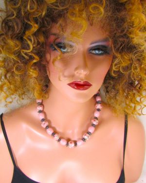 Pink Bead Necklace Handmade Kazuri Beads