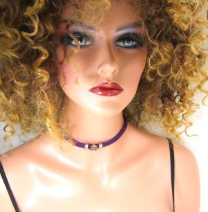 Purple Choker Awareness Ribbon Minimalist Narrow Band Necklace