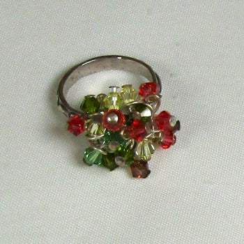 Pink Tones Crystal Party Ring Size 8