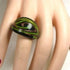 Fashion Statement Ring Size 8 1/2  Black & Green Swirled  Glass