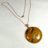 Golden Brown and Gold Fair Trade Kazuri Pendant On Rose Gold Chain