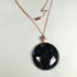 Navy Blue Large Kazuri Pendant on Rose Gold Chain Necklace