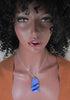 Blue oblong Fair Trade Pendant on Silver Chain
