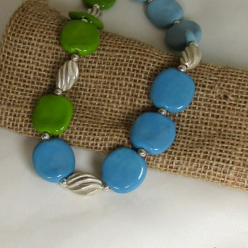 Blue & Green Fair Trade Kazuri Necklace