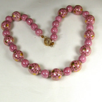 Luxurious Pink Kazuri Beaded  Necklace Fair Trade Beads