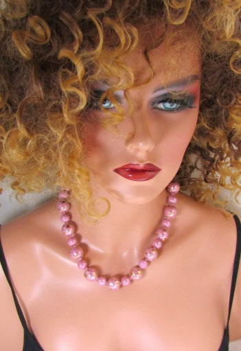 Luxurious Pink Kazuri Beaded  Necklace Fair Trade Beads