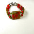 Peach and Green Handmade Cuff Bracelet