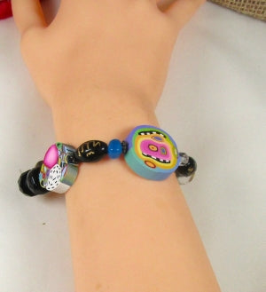Sassy Handmade Clay Bead Bracelet Whimsical Bracelet