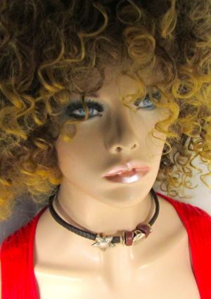 Brown Leather Unisex Necklace with Star Accent