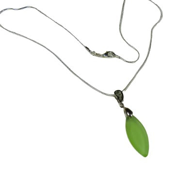 Green Teardrop  Sea Glass Pendant Necklace