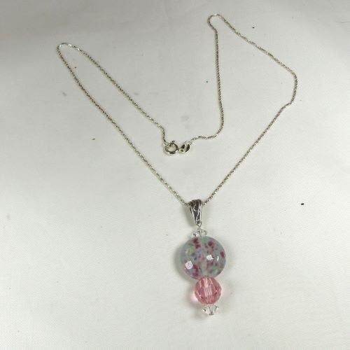 Handmake Pink Artisan Bead Pendant Necklace