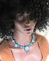 Blue and Silver Artisan Bead Necklace Handmade Bead Necklace