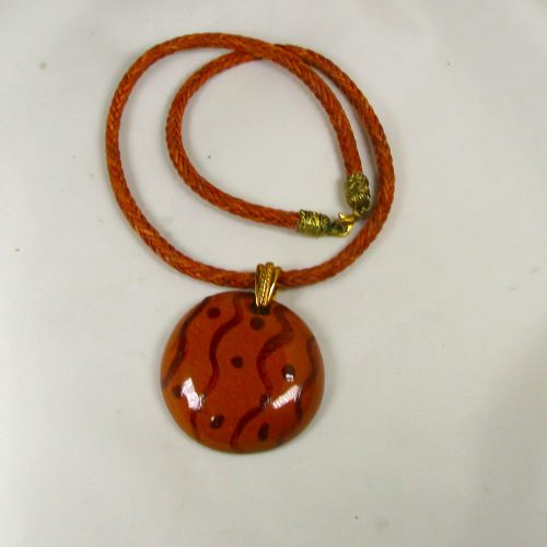 Handmade Rust & Brown Kazuri Pendant Necklace