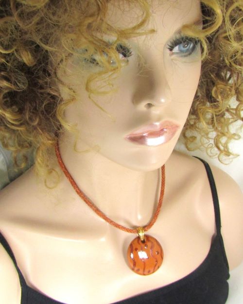 Handmade Rust & Brown Kazuri Pendant Necklace