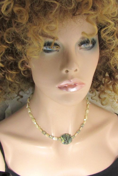Yellow Crystal & Artisan Bead Necklace
