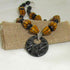 Honey and Black Kazuri Warrior Necklace with Pendant Chunky