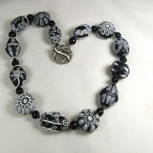 Black and White Handmade Fair Trade Bead Necklace Samunnat