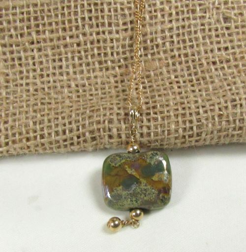 Olive Handmade Artisan Bead Pendant Necklace