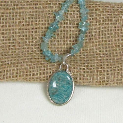 Handcrafted Amazonite and Apatite Beaded Necklace 