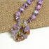 Pink Crystal Beaded Necklace with Handmade Artisan Leaf Pendant 