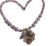 Pink Crystal Beaded Necklace with Handmade Artisan Leaf Pendant