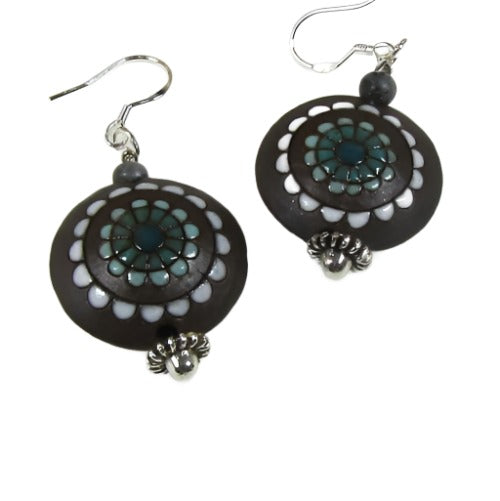 Black & White Artisan Bead Drop Earrings