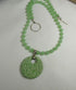 Green Sea Glass Bead Necklace with Swazi  Pendant