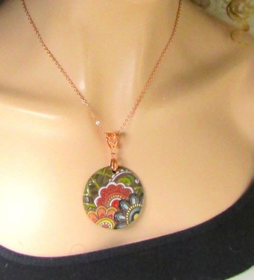 Green Floral Artisan Handmade Pendant Necklace