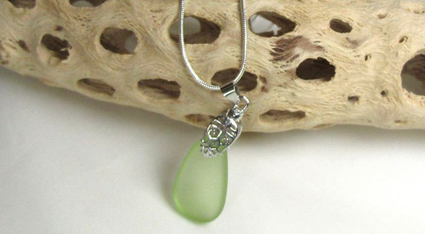 Pale green Pendant Necklace SeaGlass