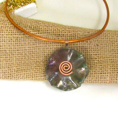 Artisab pendant on copper neck wire chocker