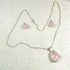 Pink Quartz Crystal Pendant Necklace & Stud Earrings