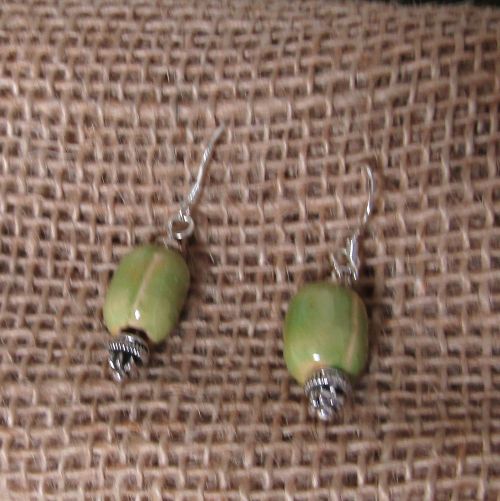 green gemstone drop earrings