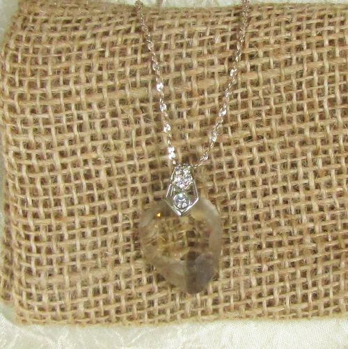 Beige crystal heart pendant necklace