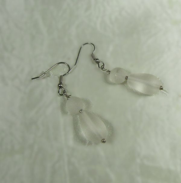 Frosted Sea Glass Teardrop Earrings