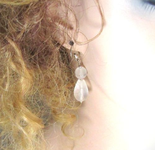 Frosted Sea Glass Teardrop Earrings