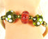 Gold Bangle Bracelet Artisan Handmade  Olive & Melon Bead Accents