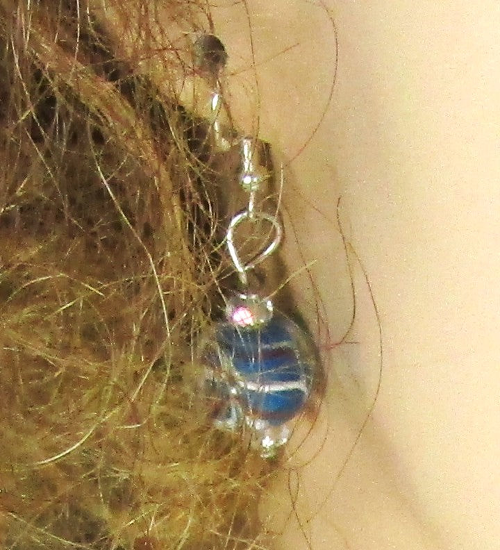 Blue Artisan Bead Drop Earrings