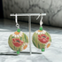 Handmade Green & Red Poppy Ceramic Earrings  Golem