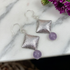 Cape Amethyst and Pewter Earring Handcrafted