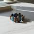 Handmade Kazuri Bead Cuff Bangle Bracelet Blue, Green & Brown