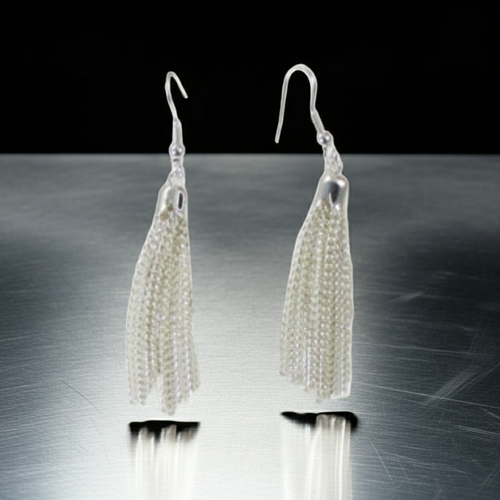 Silver Chain Tassel Drop Earrings