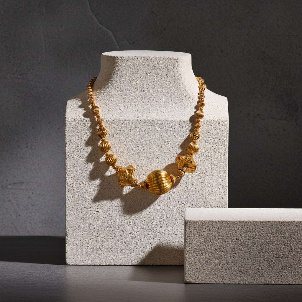 Gold Bead Necklace Statement Gold  Necklace