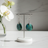 Chrysocolla Gemstone Designer Cut Drop Earrings Rare Parrot  Wing