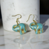 Safari Elephant Turquoise & Gold Earrings